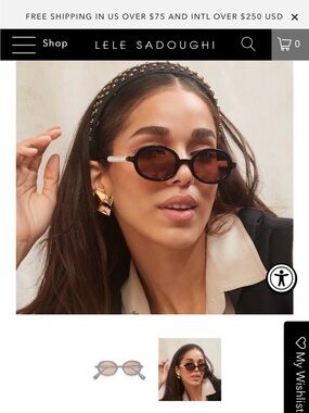 Lele Sadoughi Black Jet Austin Pearly Sunglasses